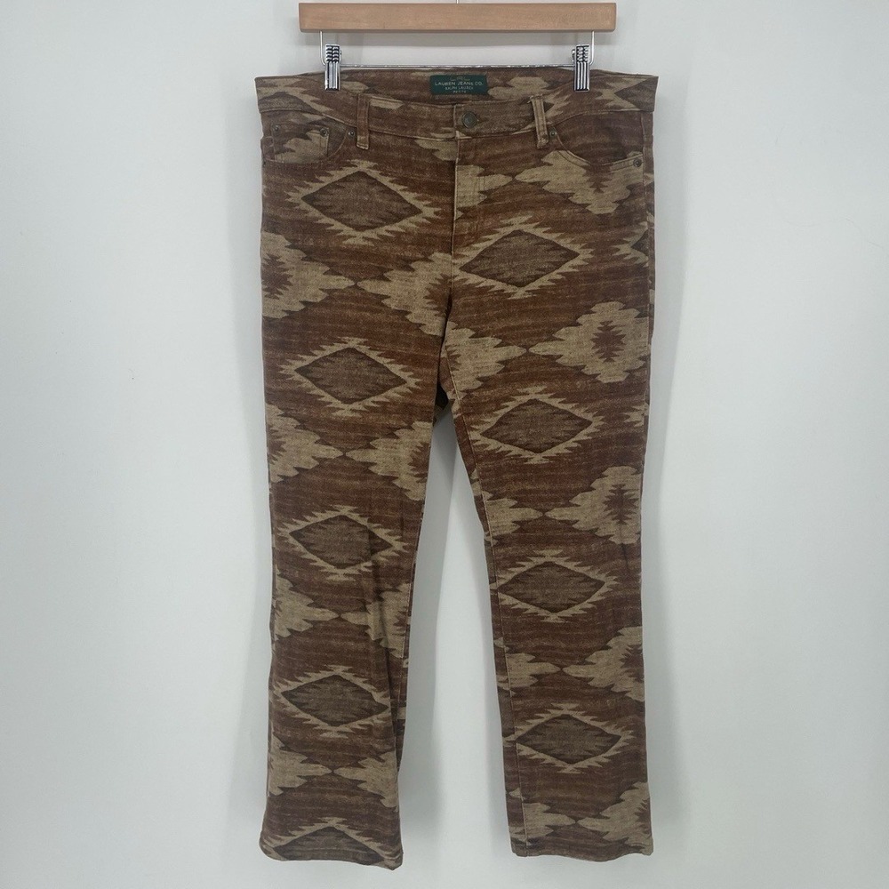 Lauren Ralph Lauren Modern Straight Leg Pants Southwestern Aztec size 12P Brown
